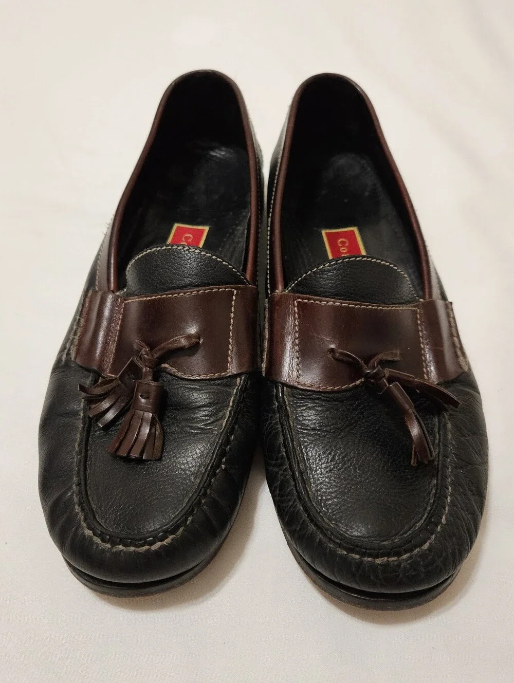 VTG Cole Haan Pinch Tassel Moc-Toe Loafers Men's Size 11.5 D Brown Leather